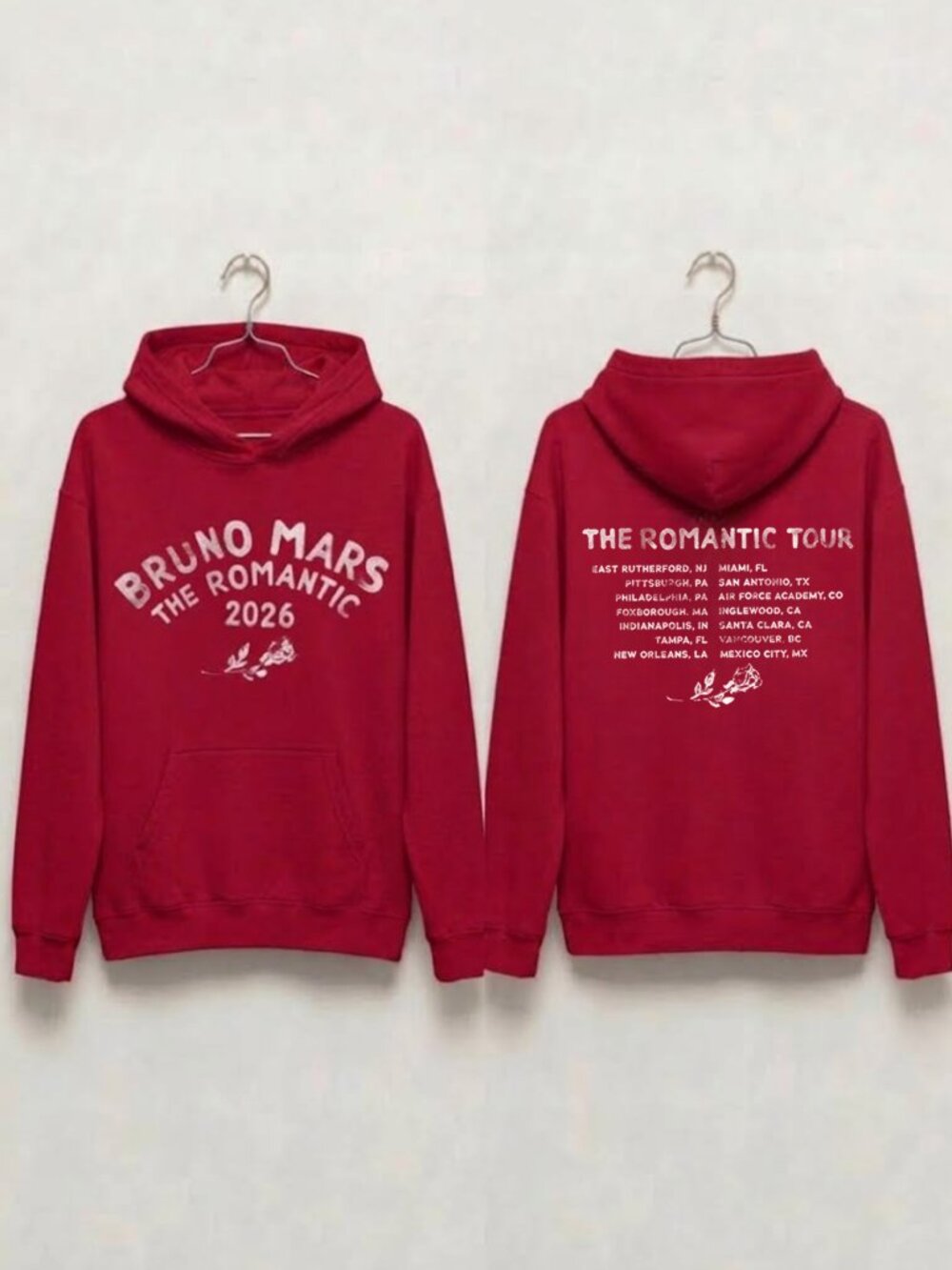 Bruno Mars The Romantic Tour Red Hoodie 2026 Concert